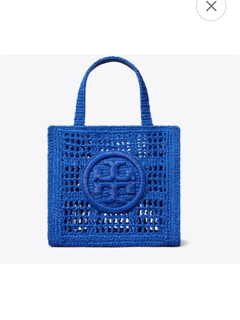 Tory Burch Electric Blue Crochet Logo Tote